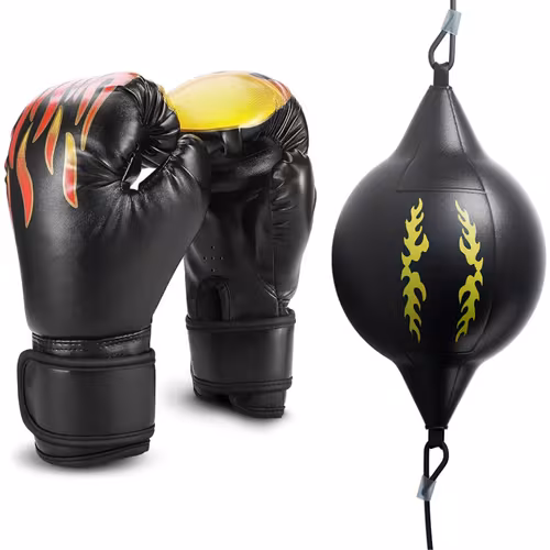Lot de trois pièces : ballon suspendu et gants